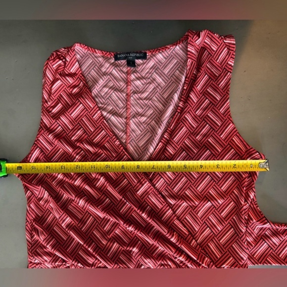 Banana Republic Red Geometric Faux Wrap Sheath Dress Size Small Petite SP - Picture 5 of 7